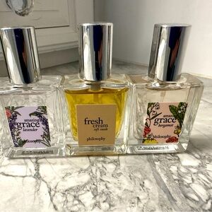 Amazing Grace Trio. Soft Suede, Bergamot, & Lavender. .5oz each.